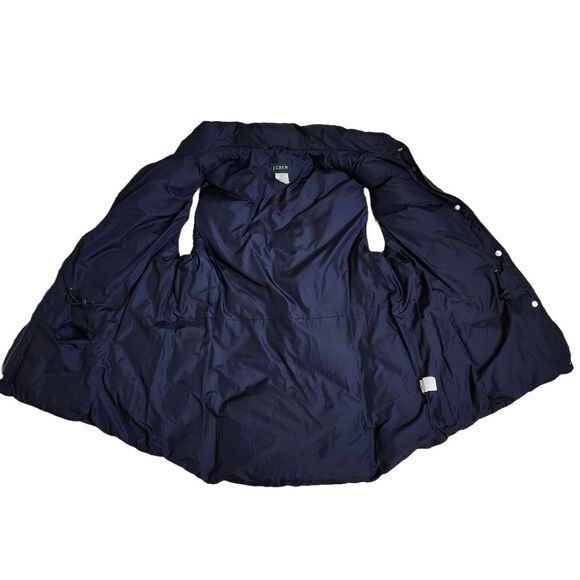 J. Crew Down Feather Puffer Vest Navy Inner Toggle Waist Women's Large - Picture 7 of 12